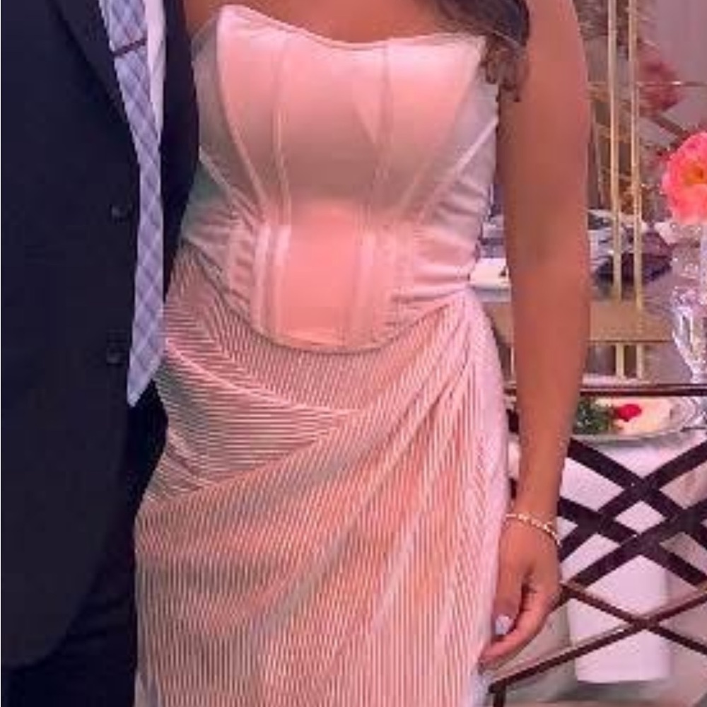 JLUXLABEL Pink Ruched Strapless top and maxi skirt